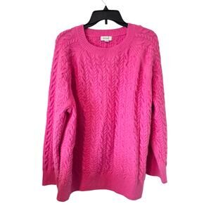 On 34th Womens Chunky Knit Crew Neck Sweater Plus Size 3X Pink